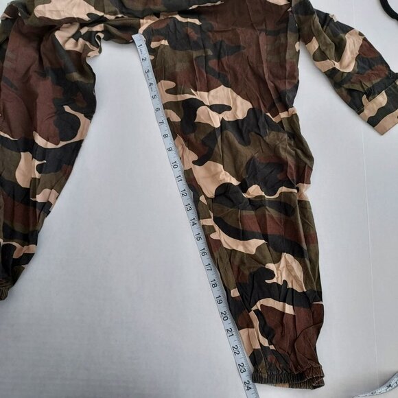 Easel 100% Cotton Camouflage Button Down Long Sleeve Jumpsuit NWT - Picture 15 of 16